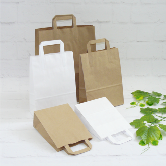PAPER BAGS WITH A FLAT HANDLE