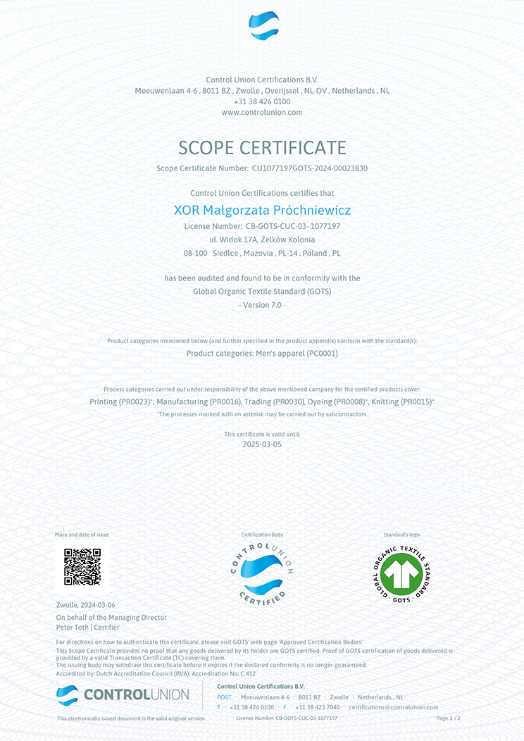 Certyfikat GOTS